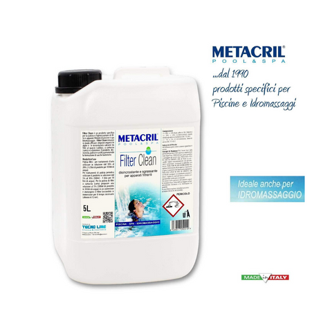METACRIL - Filter Clean - Entkalkungsmittel für Schwimmbad- und Whirlpoolfilter 5 lt | Produkt Schwimmbäder, Whirlpools